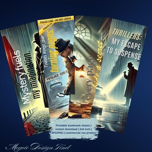 Thriller Bookmark Creations: Digital Art Set for Book Lovers