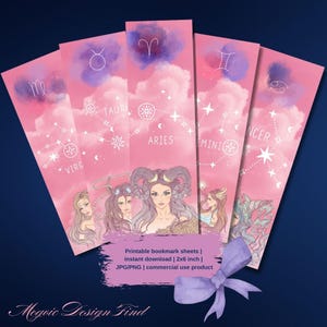 Bladwijzers ontwerpen commercieel gebruik digitale product bladwijzer kunst digitale download bladwijzer ontwerp afdrukbare afdrukbare dierenriem astrologie