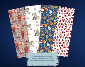 Christmas Bookmark Design Pack, Holiday Illustrations (PDF, PNG, JPG)