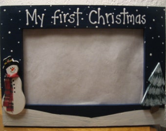 My first Christmas - Christmas winter snow frame personalized baby holiday photo picture frame