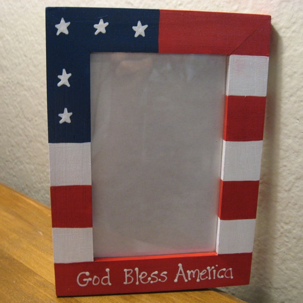 Personalized Americana Frame 4th of July God Bless America patriotic picture photo frame