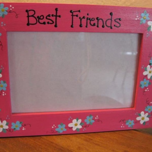 Friends frame Best Friends frame - hand painted BFF friends forever personalized photo picture frame