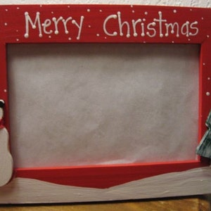 Merry Christmas - Christmas frame holiday winter snow family hand painted snowman photo picture frame