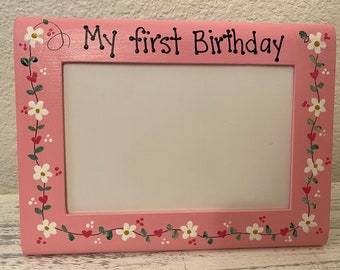 Birthday frame first  1st birthday baby personalize custom photo picture frame