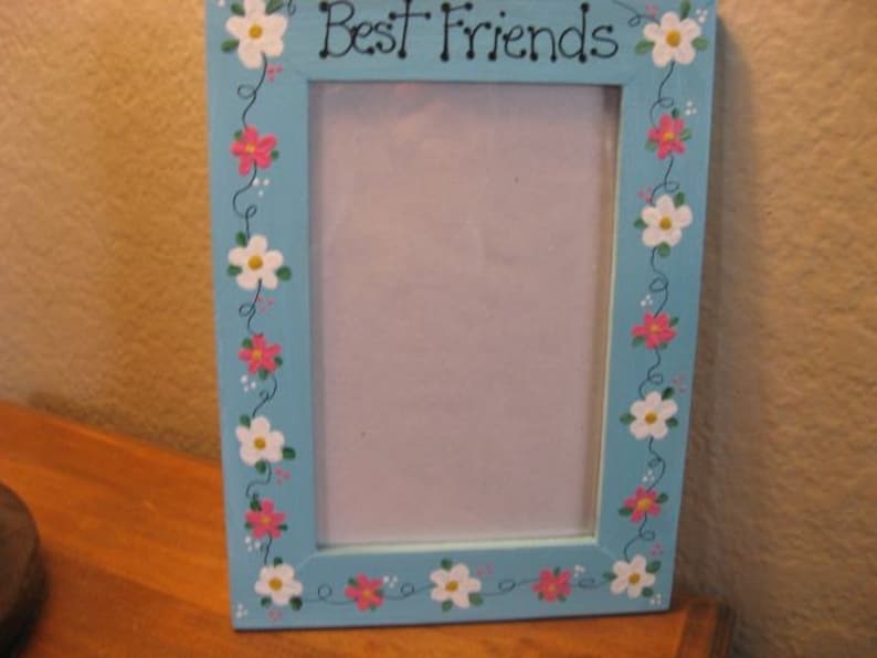 BEST FRIENDS BFF frame Friends Forever hand painted custom personalized hand painted photo, picture frame image 1