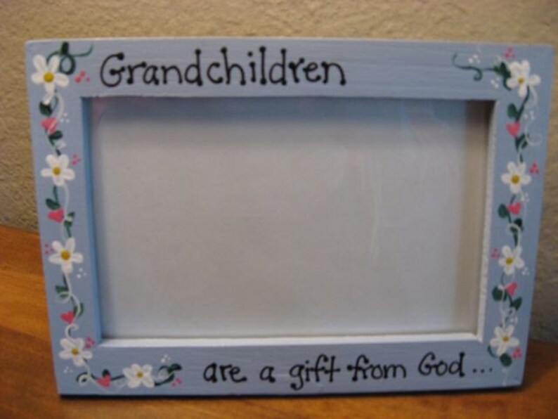 Download Mothers Day Frame Grandchildren Are A Gift From God Grandma Grandpa Hand Painted Photo Picture Frame Home Decor Home Living