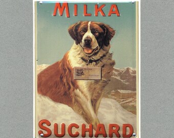 Vintage Advertisement for Milka Suchard Chocolate, Color Print 6" x 5-1/8"