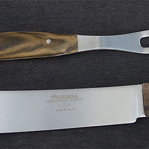 Texas butcher knife and carving fork set California pistachio wood handles image 1