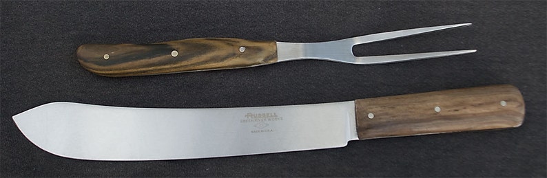Texas butcher knife and carving fork set California pistachio wood handles image 1