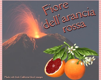 Color print: Blood Orange Moonshine Label "Fiore dell'arancia rossa" 7-1/2" x 6.25"