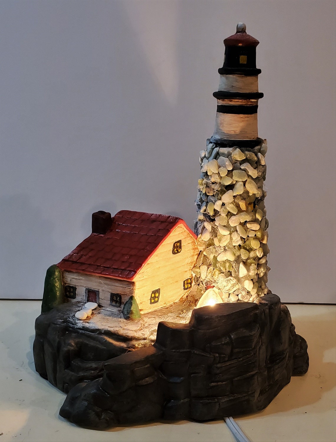 Handpainted Ceramic Lighthouse Lamp Etsy