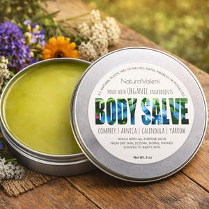 Organic Body Salve | Herbal  Skin Balm | Comfrey Arnica Calendula | Natural All-Purpose Salve for Dry Sensitive Skin