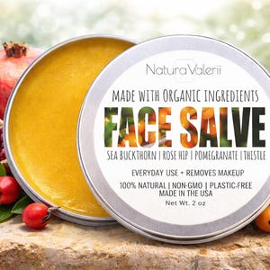 Face Salve & Makeup Remover Balm | Organic Facial Cleansing Balm | Sea Buckthorn Rosehip | Natural Plastic-Free Skincare