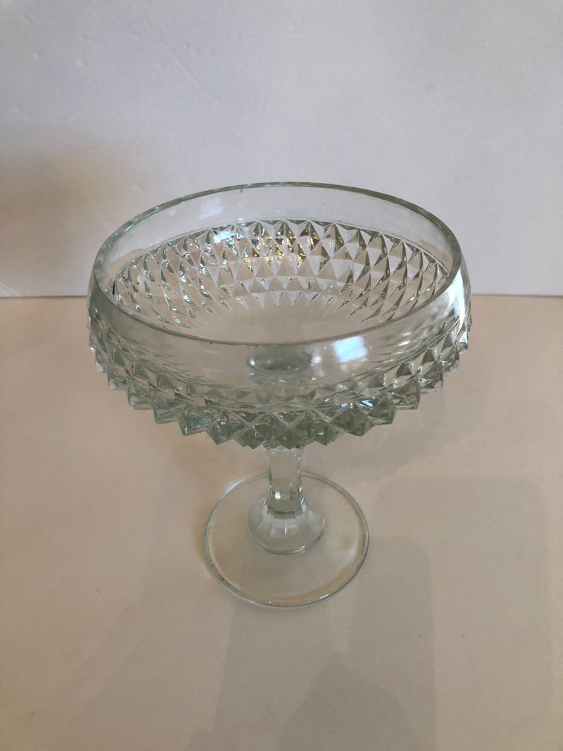 Vintage Diamond Cut Glass Candy Dish