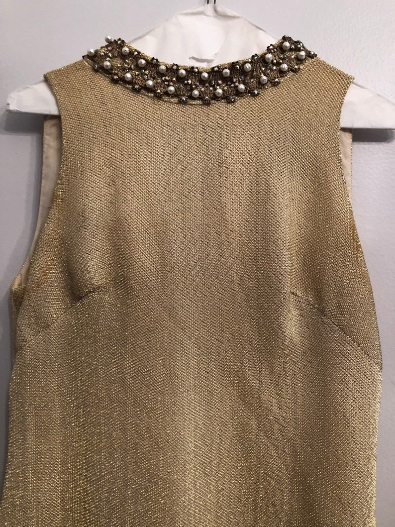 Vintage Gold Lame Beaded Dress