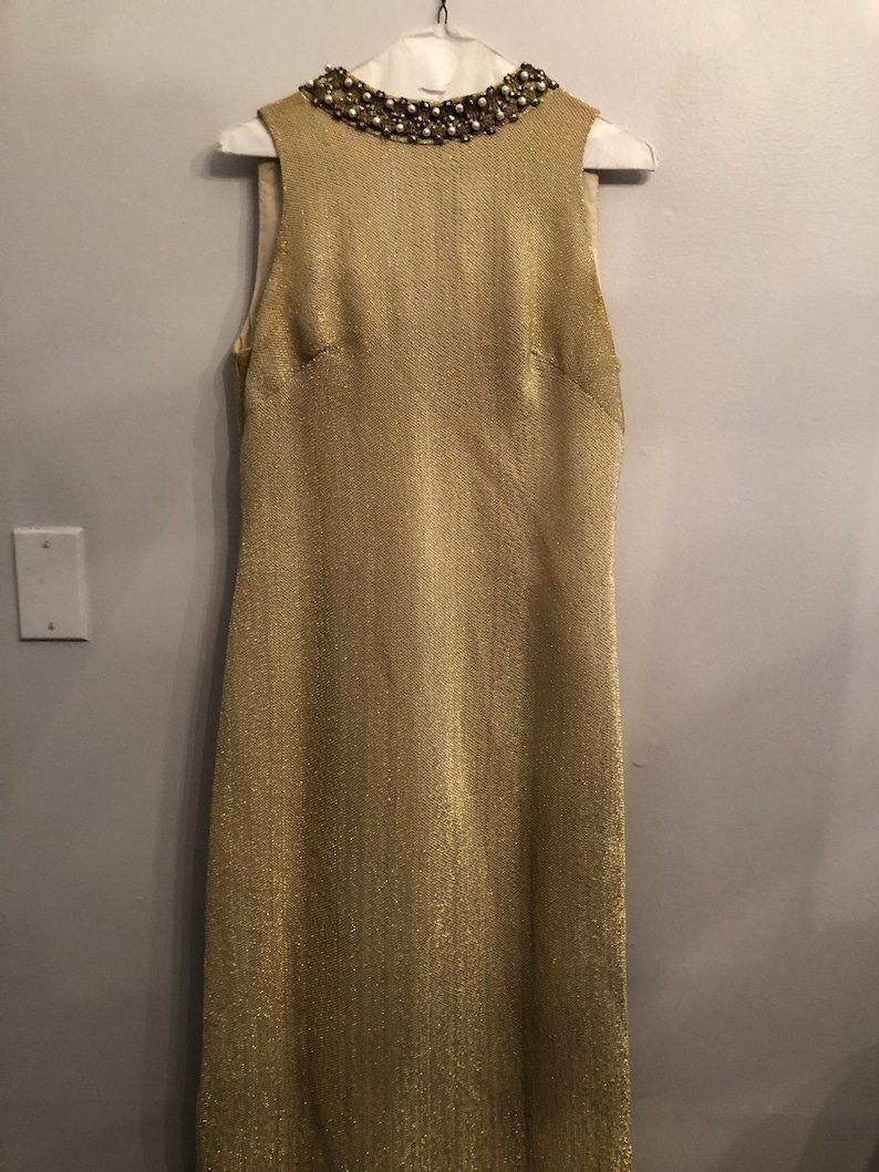 Vintage Gold Lame Beaded Dress