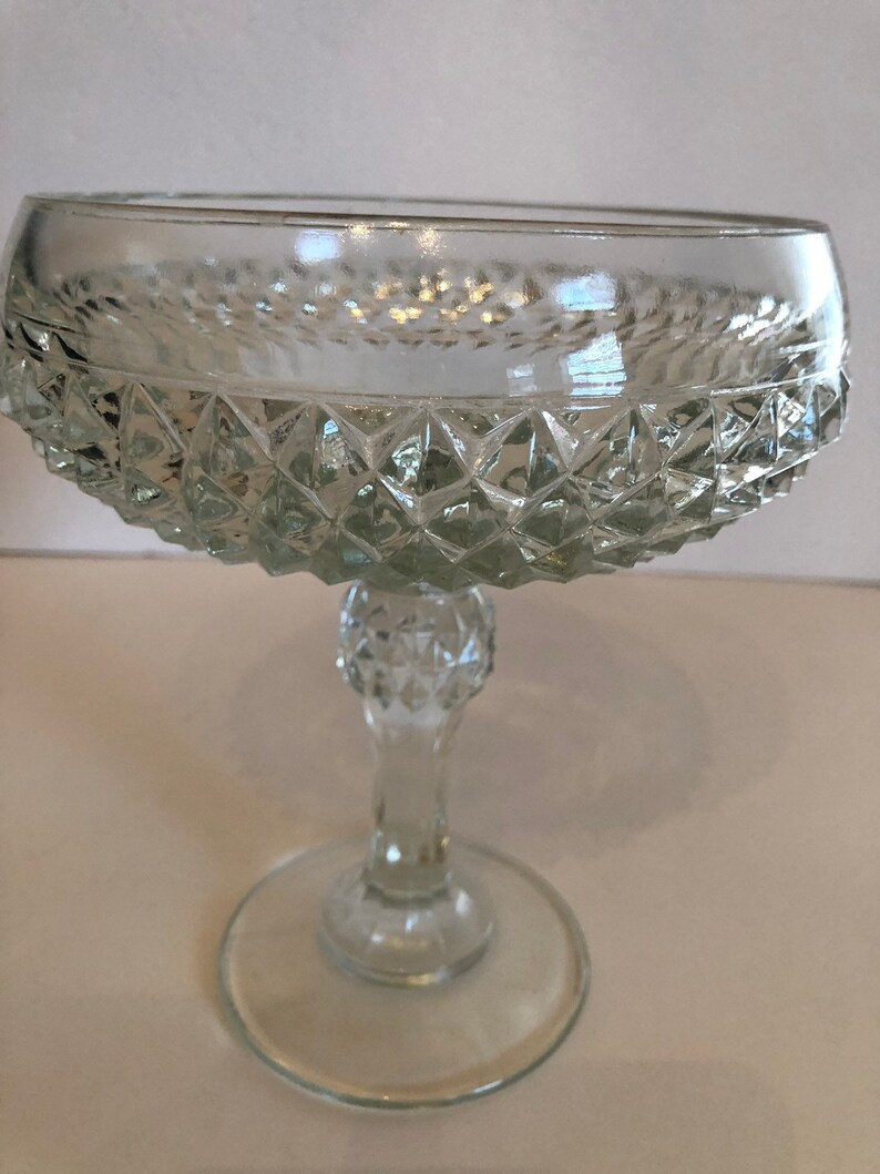 Vintage Diamond Cut Glass Candy Dish