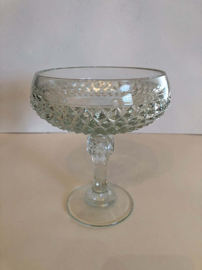 Vintage Diamond Cut Glass Candy Dish