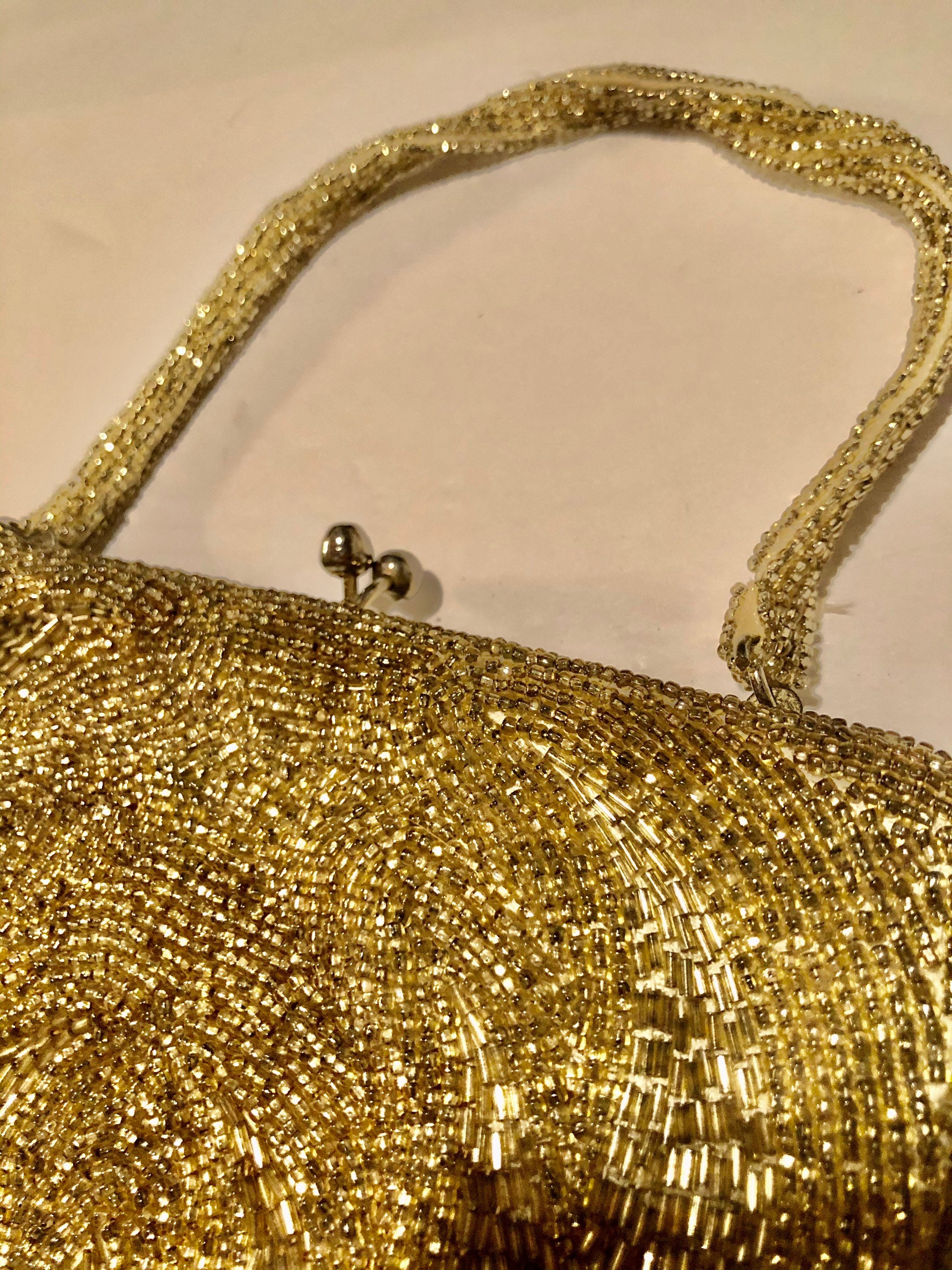 Vintage Gold Beaded Evening Bag Etsy