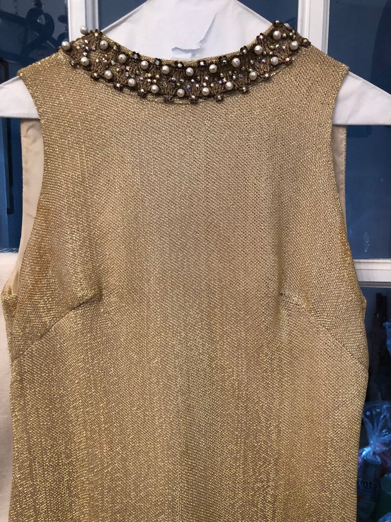 Vintage Gold Lame Beaded Dress