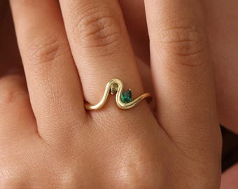 Custom Double Pear Birthstone Ring, Toi et Moi Ring, Dainty 14K Gold Promise Ring, Christmas Gift, Mother Daughter Jewelry, Gift For Her