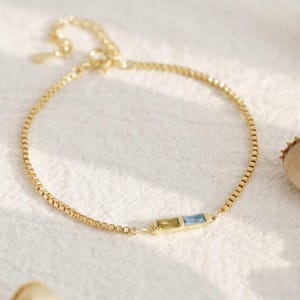 Personalized Baguette Birthstone Bracelet – Custom Graduation, Birthday - Mother’s Day Gift, Thoughtful Jewelry for Mom & Grandma