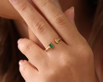 Custom Dual Birthstone Ring, Family Birthstone Ring, Toi et Moi Gemstone, Dainty Friendship Jewelry, Mother Daughter Ring, Christmas Gift