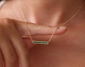 Custom Multi Birthstone Necklace, Personalized Family Necklace with Baguette Birthstones, Grandma Necklace, Christmas Gift for Mom