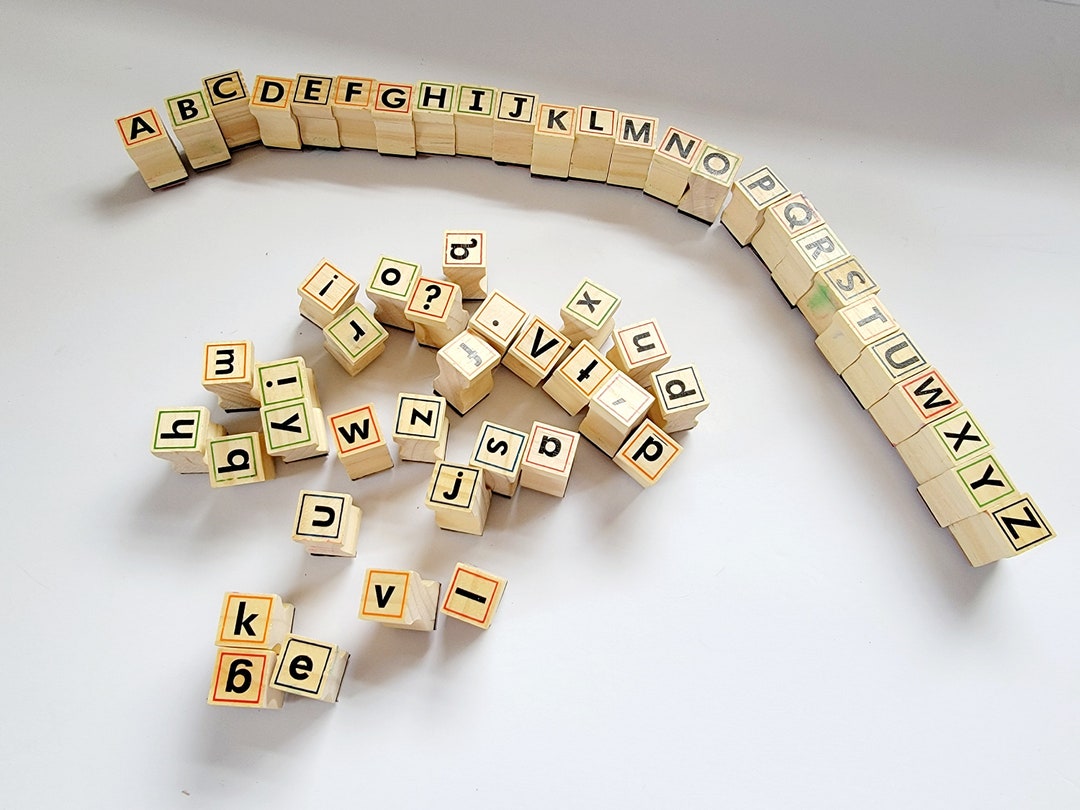 Vintage Alphabet Stamps Set of 55 Rubber Stamps Etsy