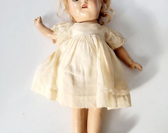 Captivating Oddity: Rare Antique Vintage Doll with Moving Eyes, Felt Tongue, and Carved Teeth