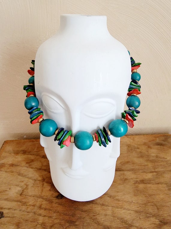 Vintage ocean Vibes Necklace Wood beads with fleck