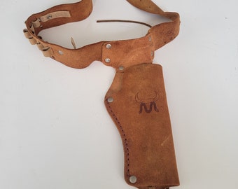 Vintage Mattel Suede Leather Toy Gun Holster: Retro Collectible Accessory