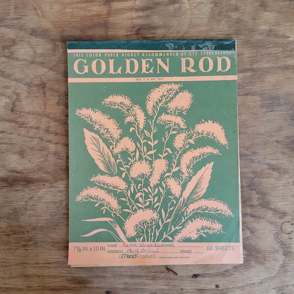 Vintage Golden Rod Notebook Journal  Eye specialist 1950s Vintage Golden Rod Notebook Journal recommended by Eye specialist 1950s