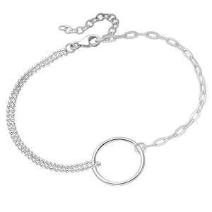 925 Sterling Silver Chain and Circle Bracelet