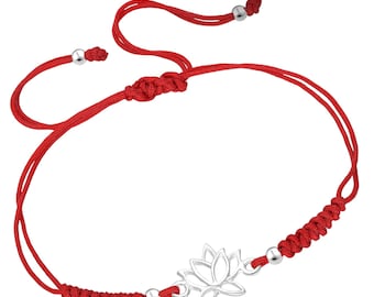 925 Sterling Silver Lotus Adjustable Thread Bracelet