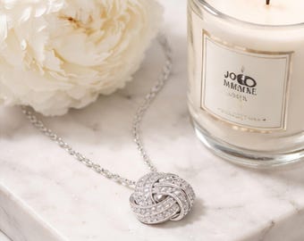 Knot Necklace 925 Sterling Silver – CZ Infinity Love Pendant Minimalist Jewelry Gift for Her