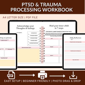 Ptsd and Trauma Processing Workbook Journal Printable CBT Anxiety Workbook Anger Management Therapy Self Care Journal Mental Health Workbook