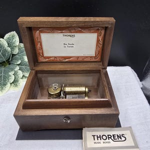 Vintage Thorens Wood Music Box Plays 2 Songs.