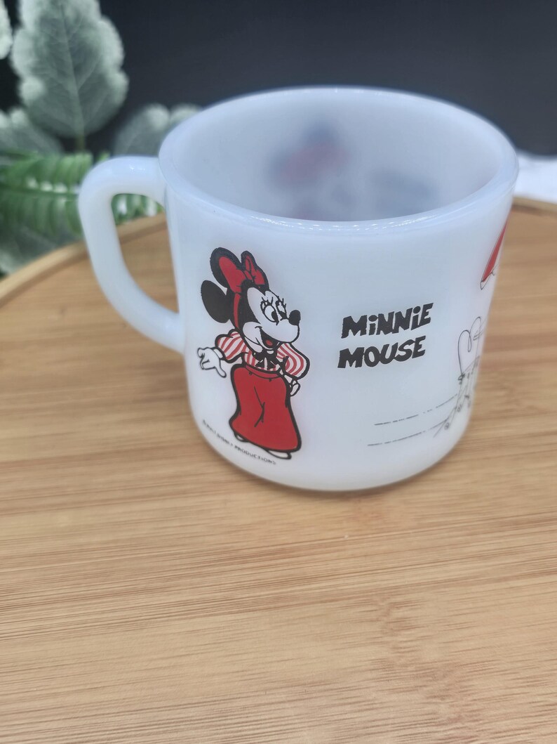 Vintage Federal Mickey and Minnie Mouse Milk Glass Coffee Mug Cup Walt Disney USA bild 3