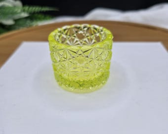 Vintage Yellow Vaseline Glass Toothpick Holder Daisy & Button pattern