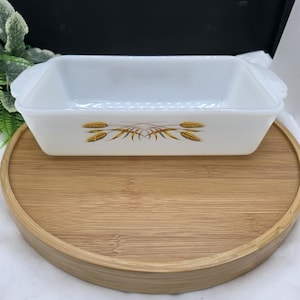 Vintage Anchor Hocking Fire-King Loaf Pan in the "Wheat" Pattern