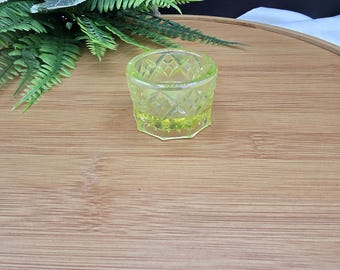 Vintage Uranium Carnival Glass Glass Salt Cellar