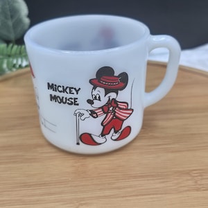 Vintage Federal Mickey and Minnie Mouse Milk Glass Coffee Mug Cup Walt Disney USA bild 1