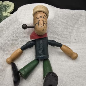 Vintage 1930&#39;s Wooden Popeye The Sailor Man Toy.