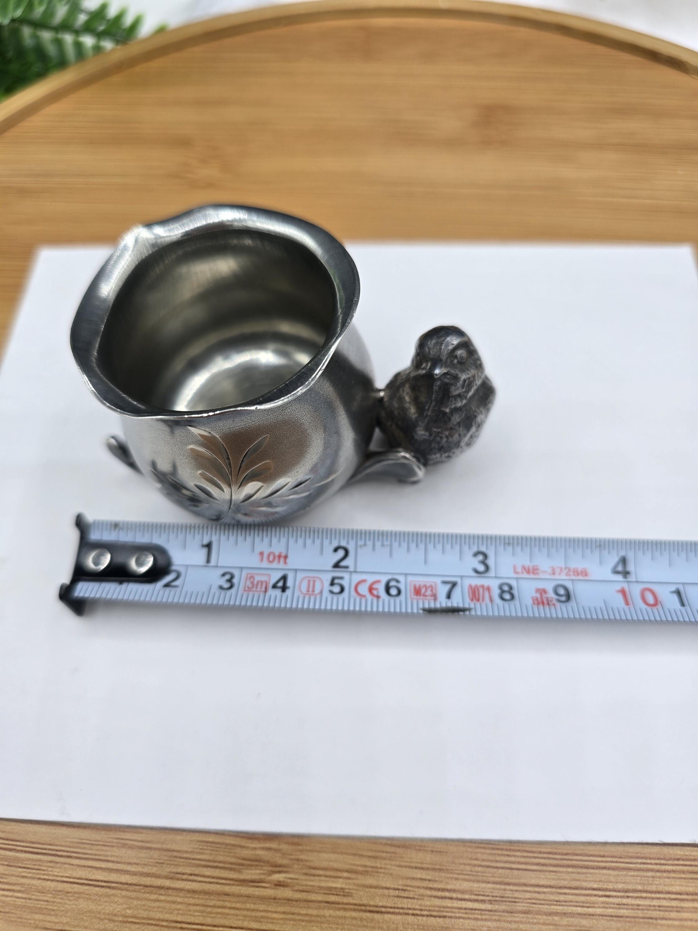 Antique Victorian Toothpick Holder Silver-plated Featuring a Bird