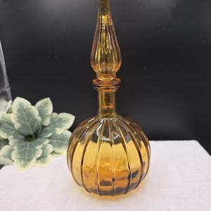 Empoli Amber Glass MCM, Small Genie Bottle Decanter