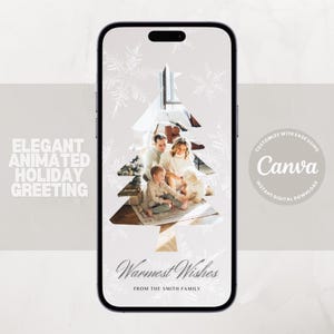 Cartão de Natal animado elegante | Modelo de cartão personalizável do Canva | Cartão de vídeo de Natal personalizado | Cartão de Natal digital | Cartão de Natal