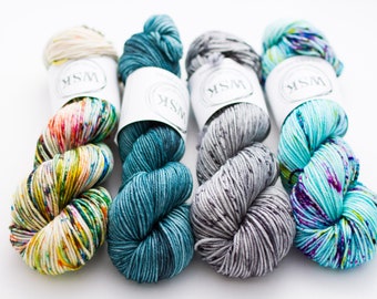 Montana Glacier Beanie yarn set - hand dyed yarn - worsted