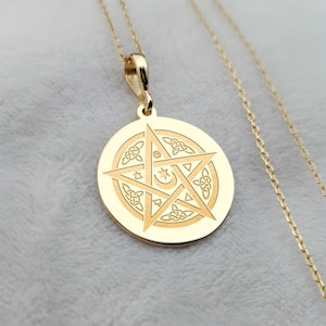 14K Gold Islamic Star Necklace, Crescent Moon and Star Necklace, Dainty Religious Necklace, Minimalist Muslim Necklace, Gift for Muslim