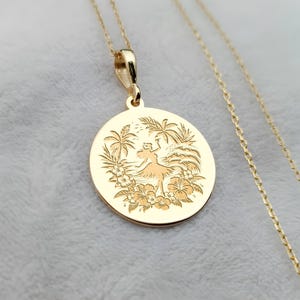 Handmade Hawaiian Necklace, 14K Gold Hibiscus Flower Necklace, Minimalist Floral Necklace, Tiny Women Summer Necklace, Anniversary Gift